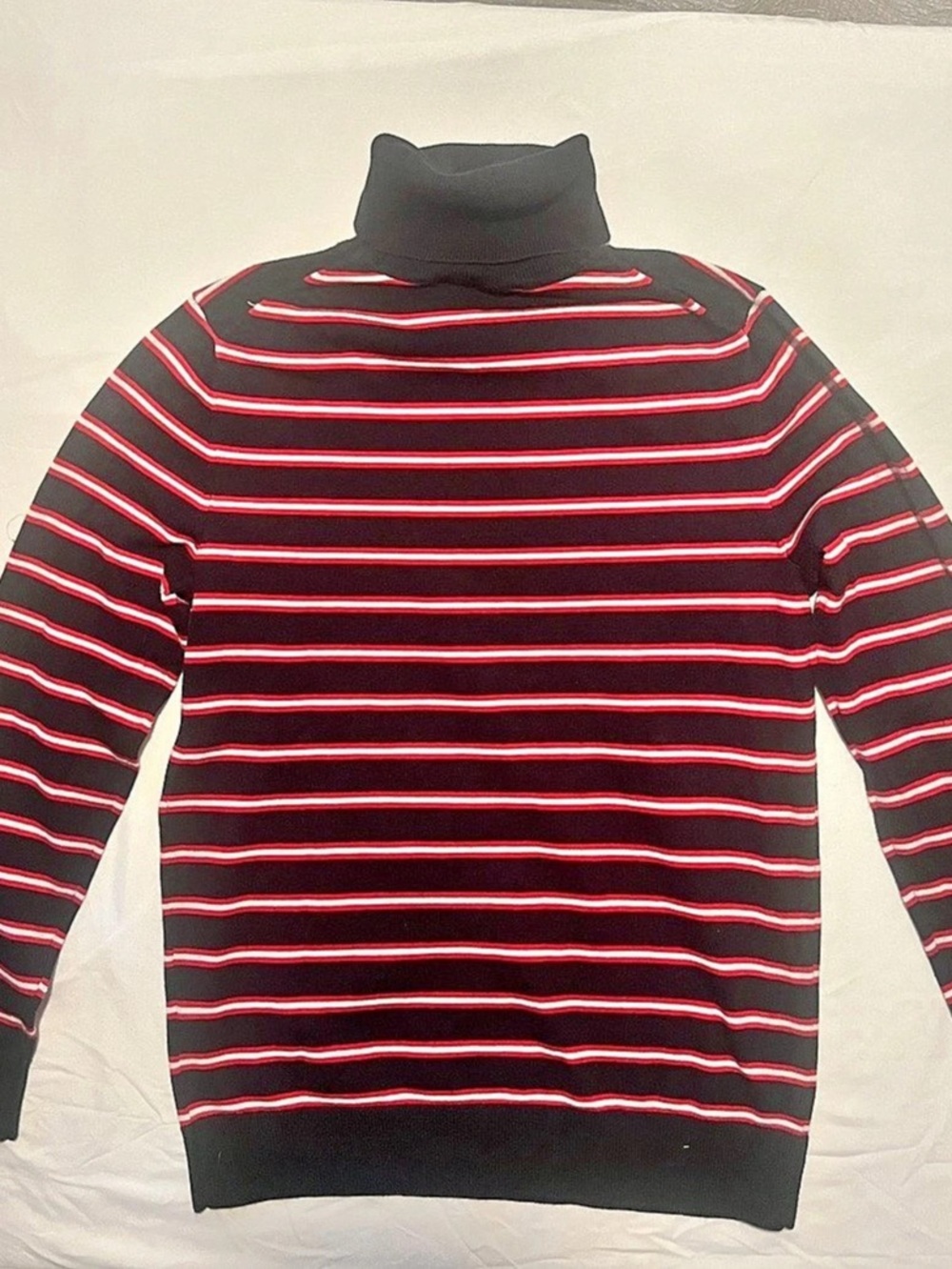 Striped Turtleneck Sweater in Black & Red